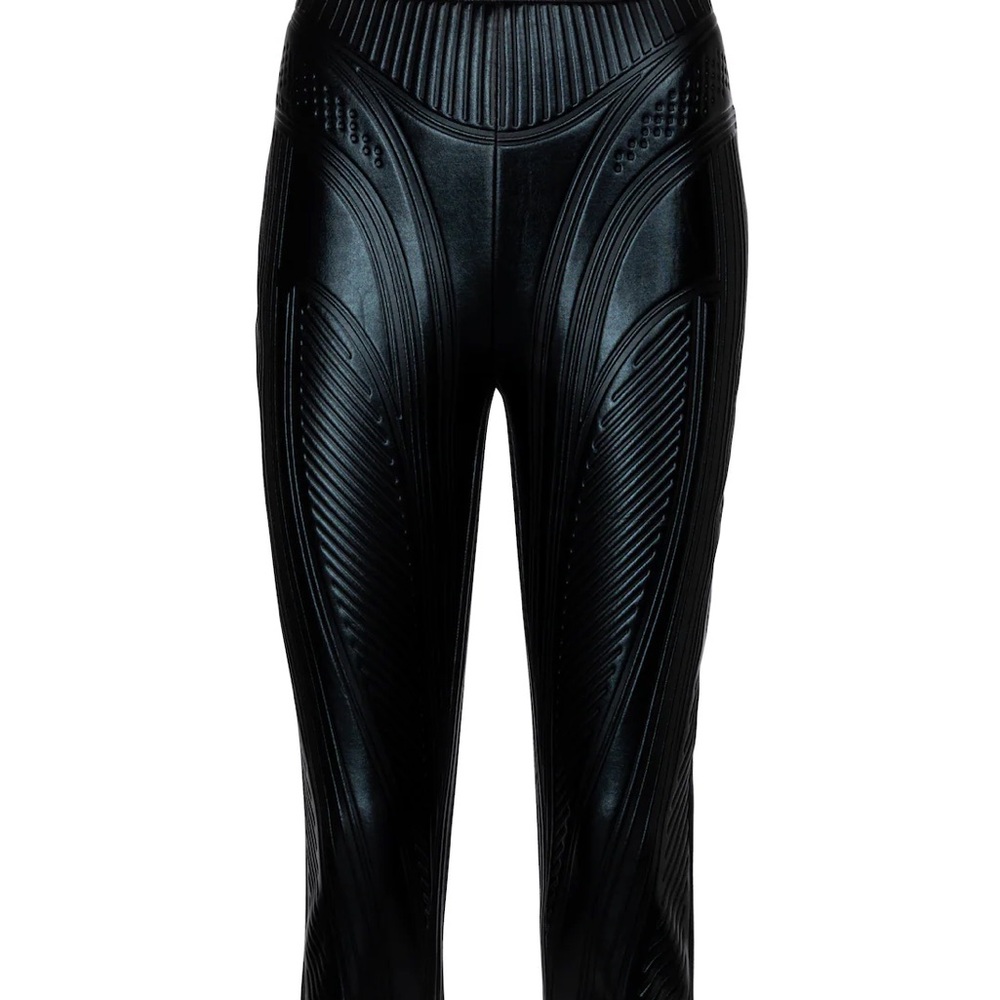 mugler leather capri pants